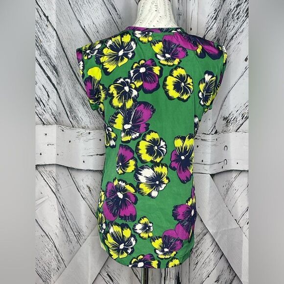J. Crew green floral top 4 - Picture 2 of 6
